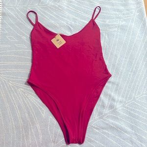 NWT Free People Toast Swim Signature High Cut One Piece Rhubarb